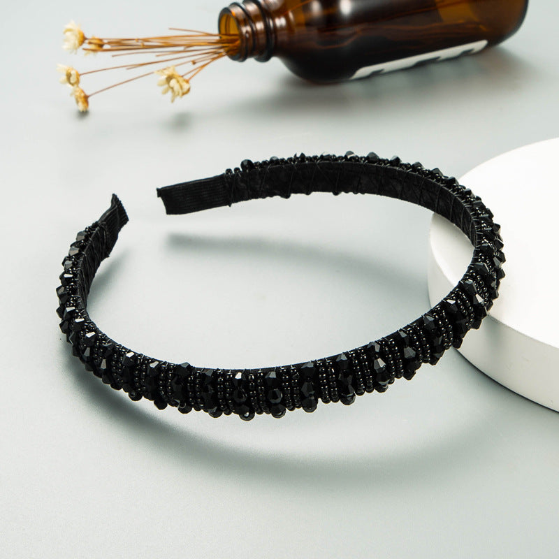 Hair Hoop Hand-Woven Beaded Headband Female Baroque Sponge Hair Bundle Korean Face Wash Hair Accessories