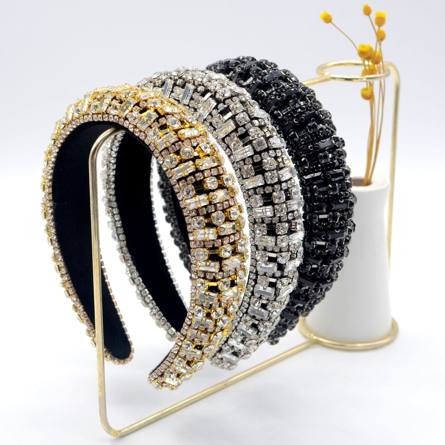 Luxury Sparkly Full Crystal Pearl Baroque Hairband Padded Rhinestone Princess Headband For Headdress Birthday Hair Jewelry