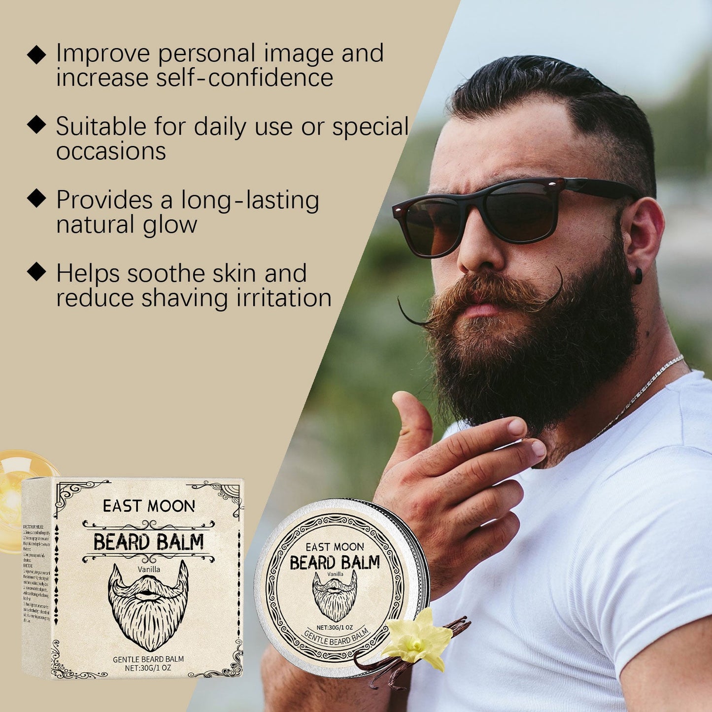 Vanilla Beard Care Wax Natural Vanilla Fragrance Gently Nourishes Beard Hair Beard
