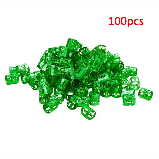 100 Pcs/set 7 Colors Mixed Beads Adjustable Hair Braids Dreadlock Beads Adjustable Hair Braid Rings Cuff Clips Tubes Jewelry