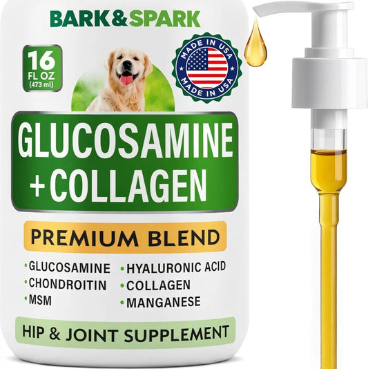 BARK&SPARK Liquid or Chews Glucosamine Joint Supplement for Dogs Mobility