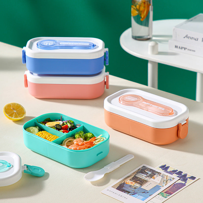 Japanese style portable microwave lunch box with cutlery sealed lunch box bento box