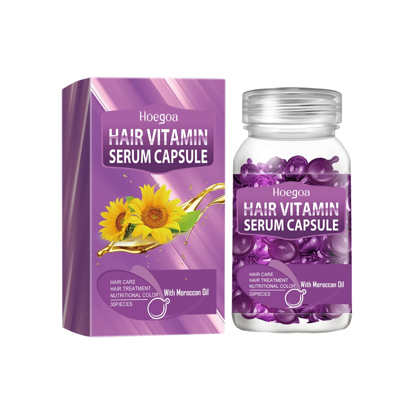 Purple Hair Essential Oil Care Capsules, Improves Dry Hair Knotting And Broken Dandruff Cleaning