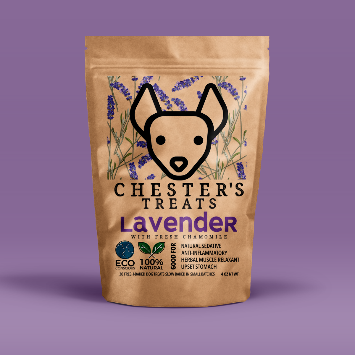 CHESTER'S LAVENDER DOG TREATS NATURAL CALMING HERBS