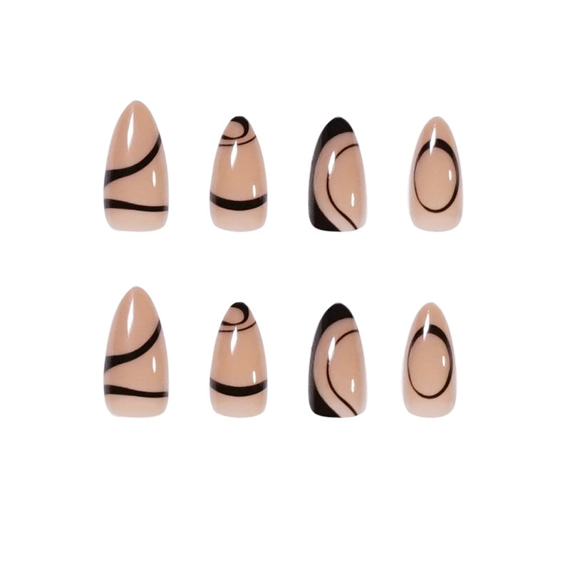 Nordic Style Wearing A Simple Nail Patch Line Manicure Patch French Manicure Press On Nails