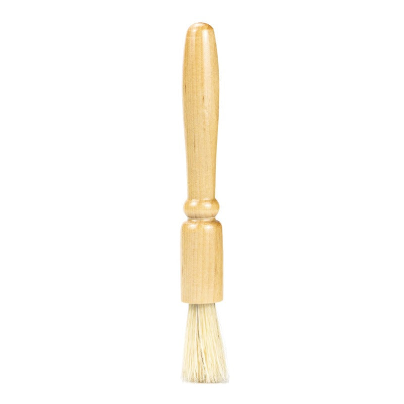 Coffee powder cleaning brush pig hair solid wood residue round head brush coffee machine bean grinder cleaning brush