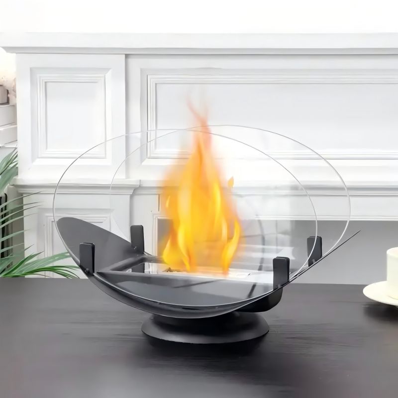 Small outdoor alcohol fireplace lamp indoor real fire heating atmosphere desktop rotating flame circular fireplace