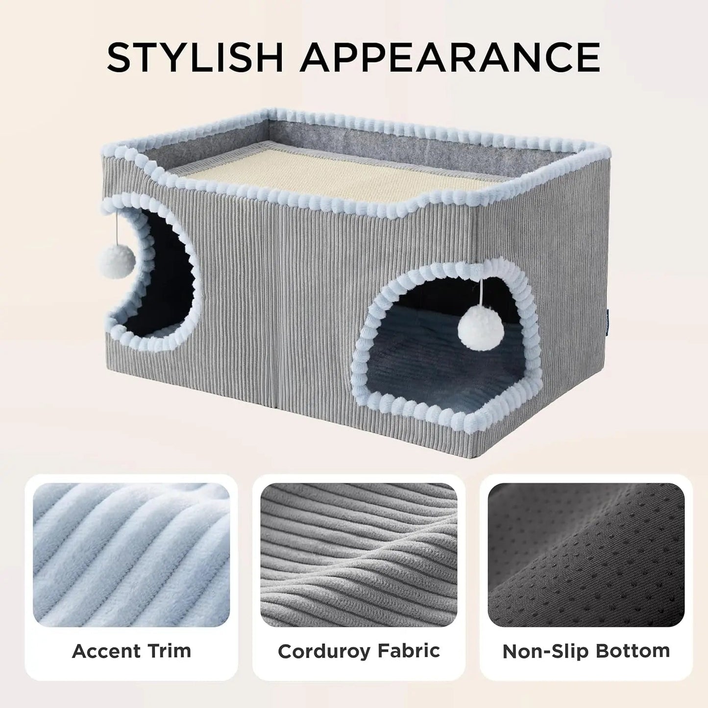 Cat Scratcher House with Removable Sisal Top, Foldable Cat Furniture