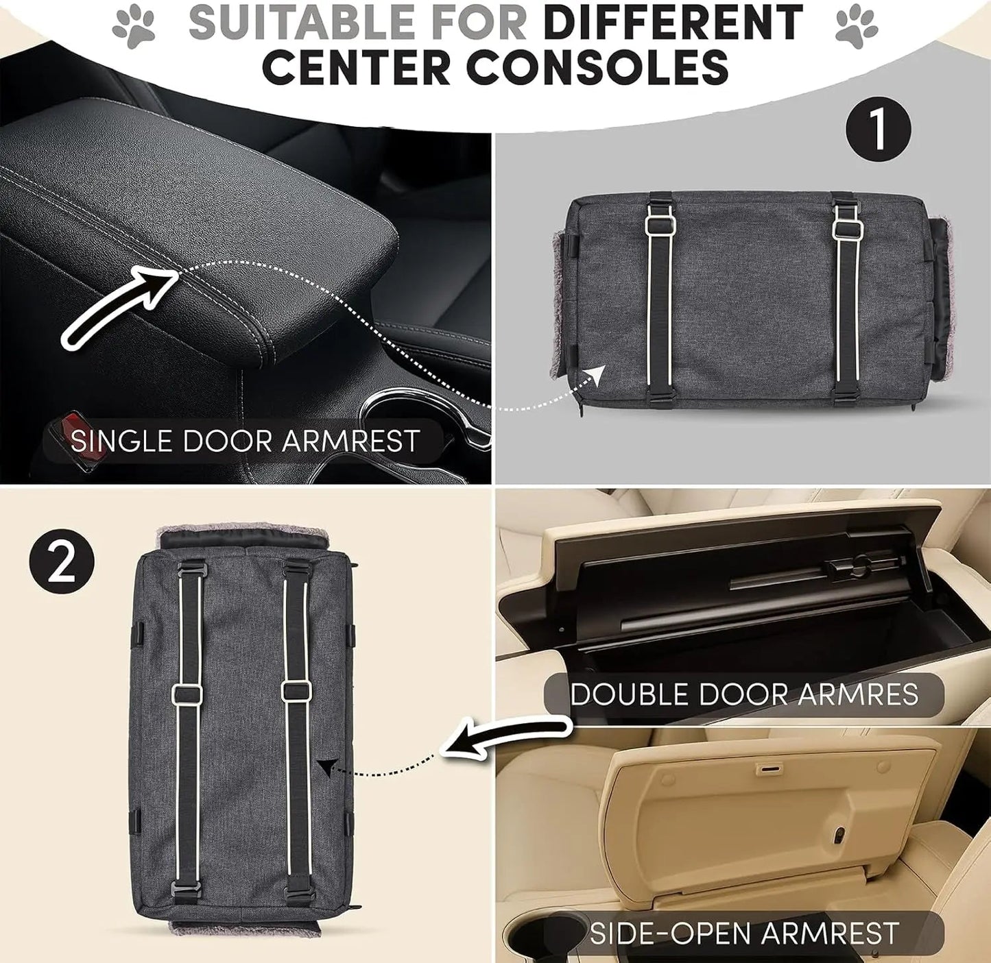 Center Console Dog Car Seat for Small Dogs, Portable Pet Booster Seat