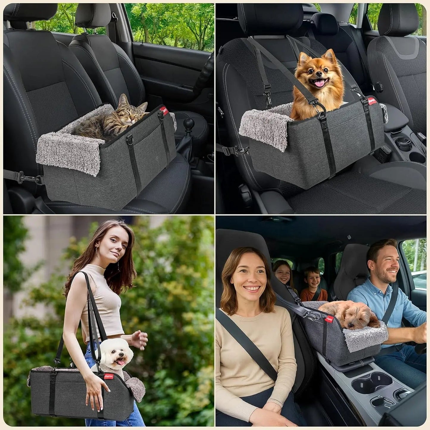 Center Console Dog Car Seat for Small Dogs, Portable Pet Booster Seat