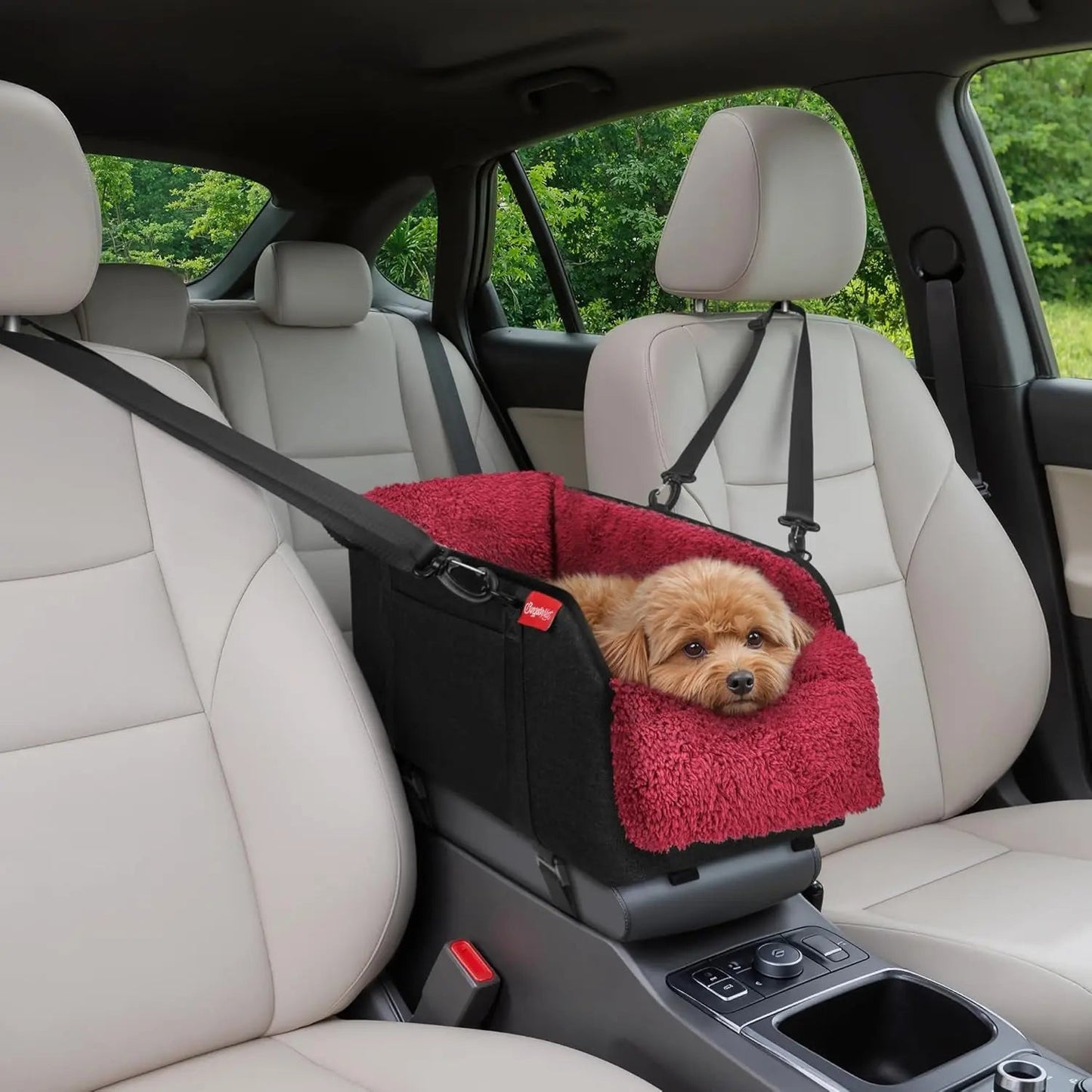 Center Console Dog Car Seat for Small Dogs, Portable Pet Booster Seat