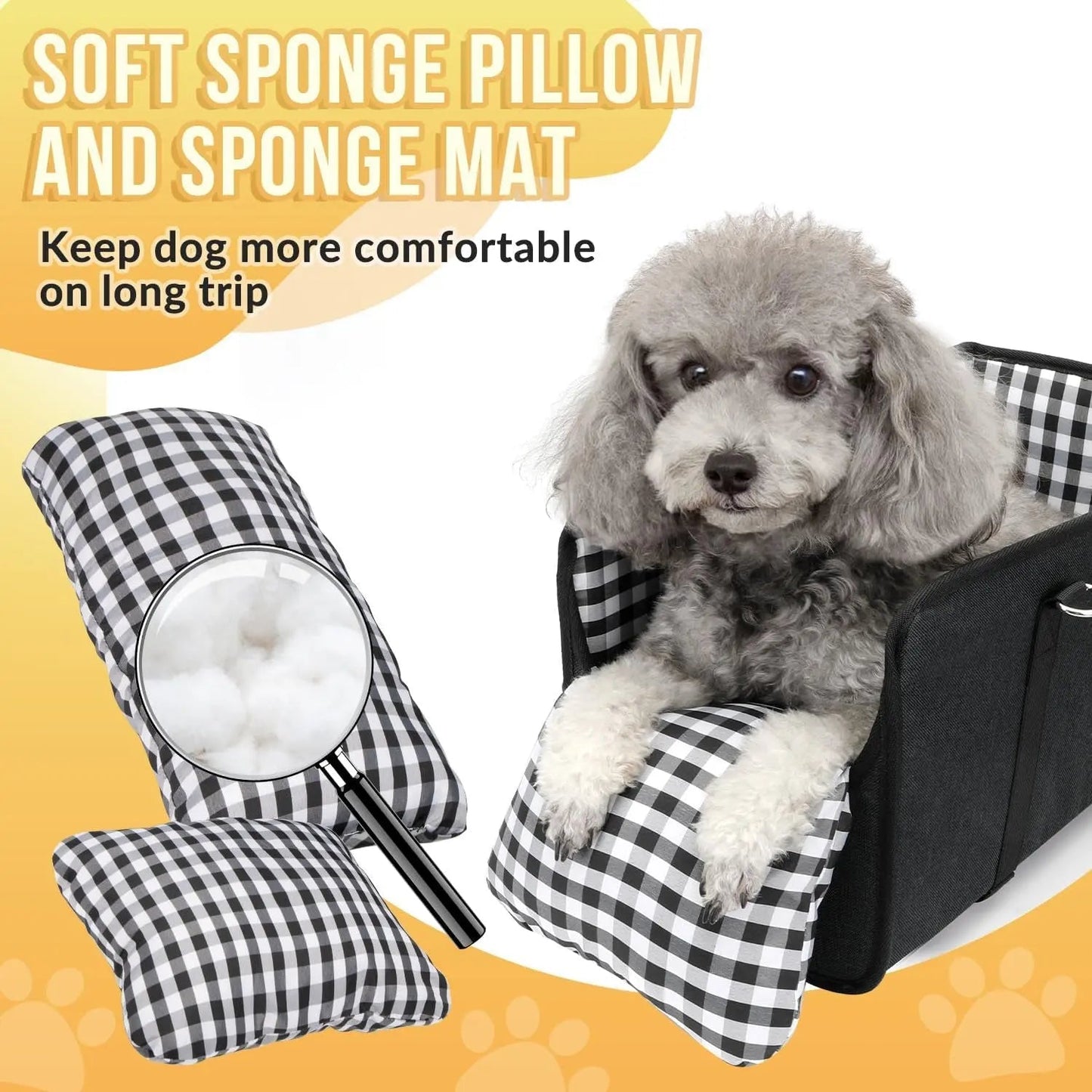 Console Dog Car Seat for Small Dogs, Anti-Slip Booster with Safety Strap