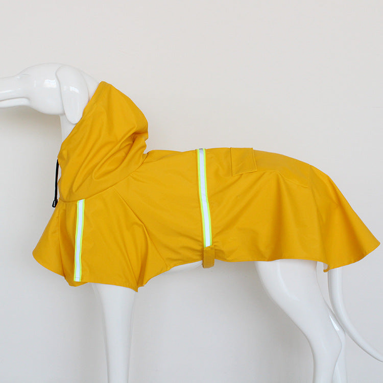 Large Dog Raincoat - Poncho Style Reflective Strip Pet Raincoat Windproof Waterproof Dog Hooded Raincoat