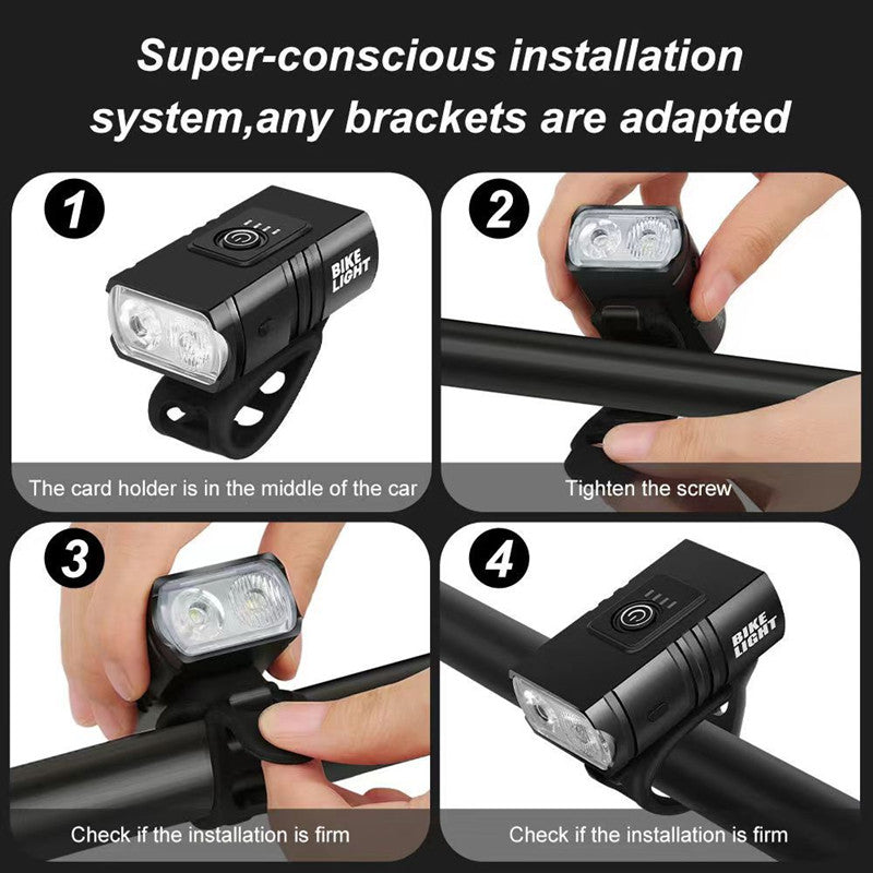Rechargeable bicycle cycling night light USB light T6 light Strong flashlight Mountain bike front and rear light accessories