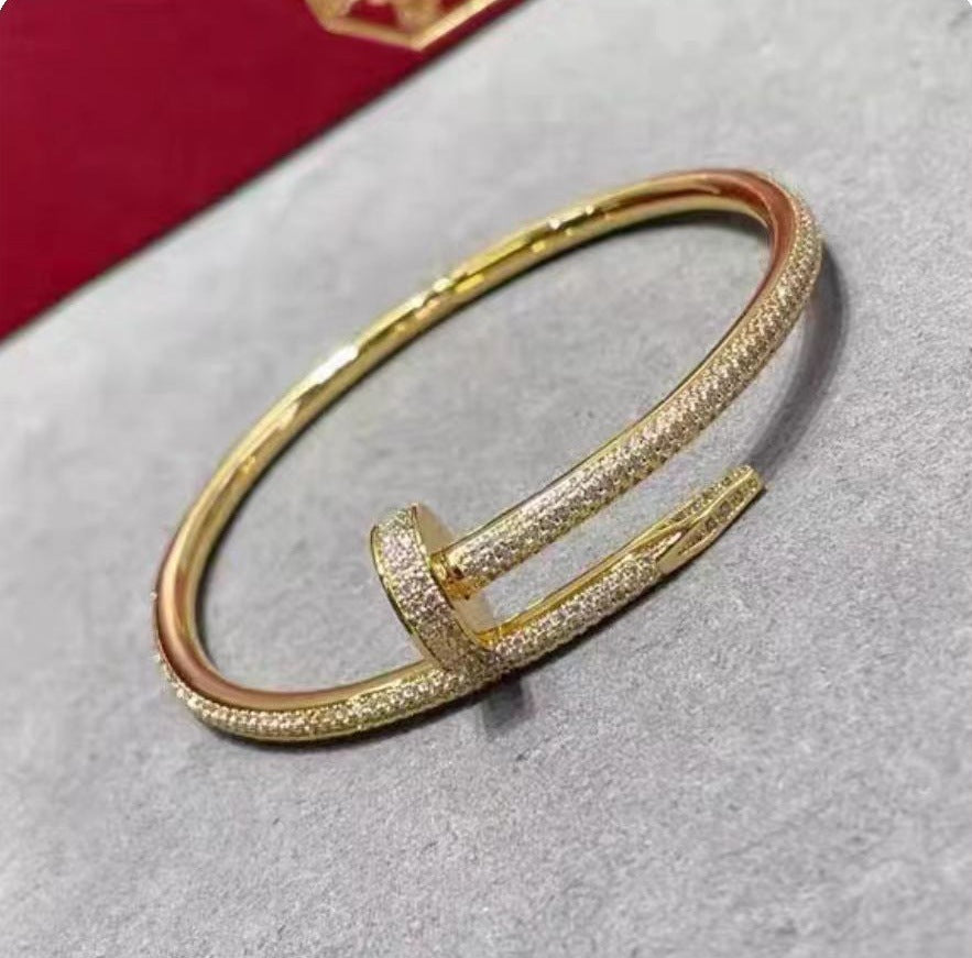 Precision Thick Plating Head and Tail Diamond Fashion Three-Circle Full Diamond Couple Bracelet