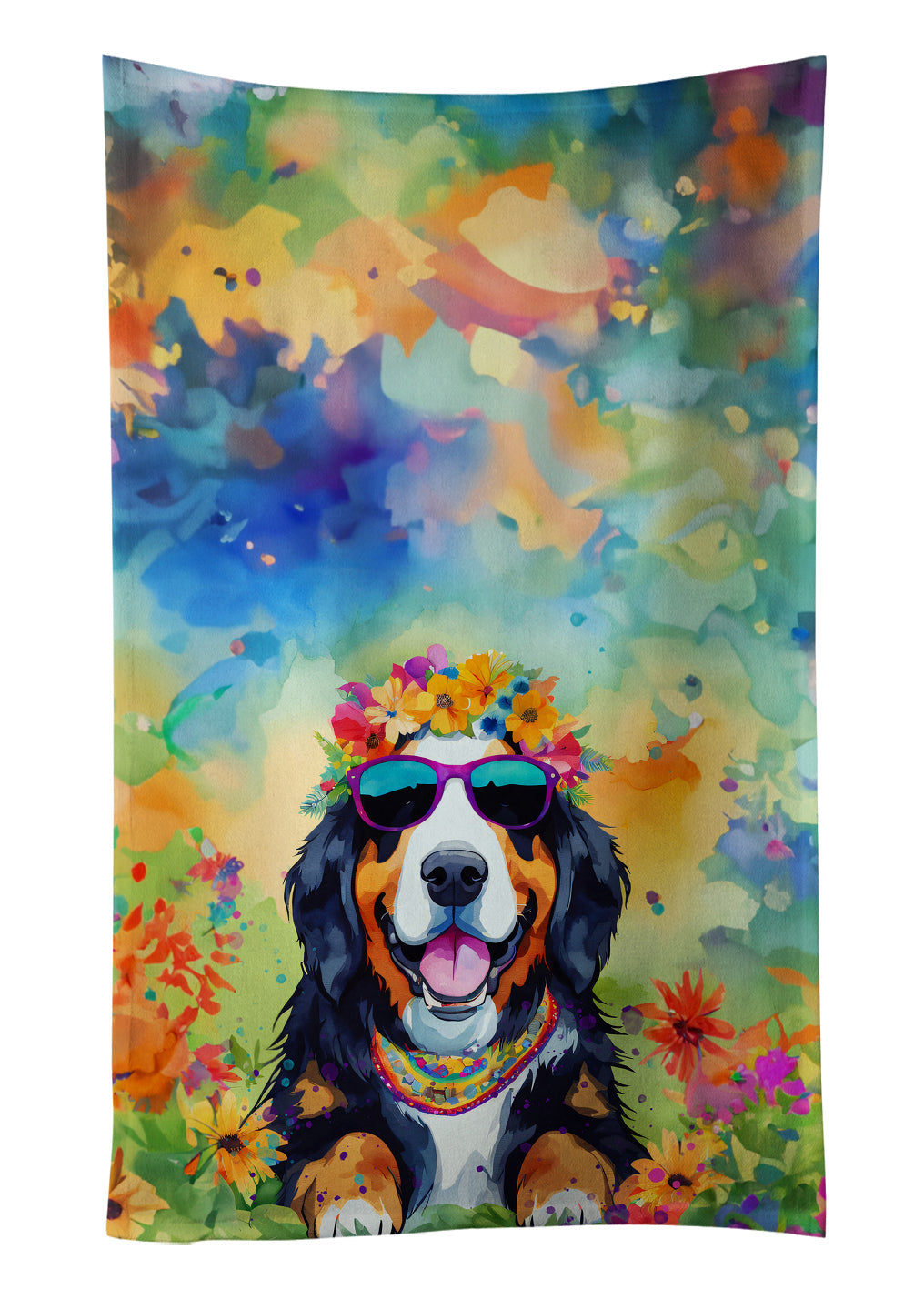 Bernese Mountain Dog Hippie Dawg Kitchen Towel