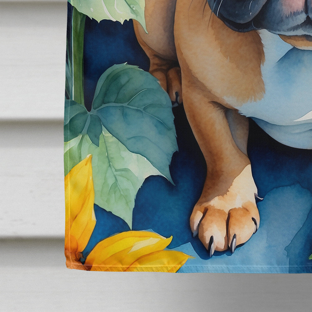 French Bulldog in Sunflowers House Flag-3