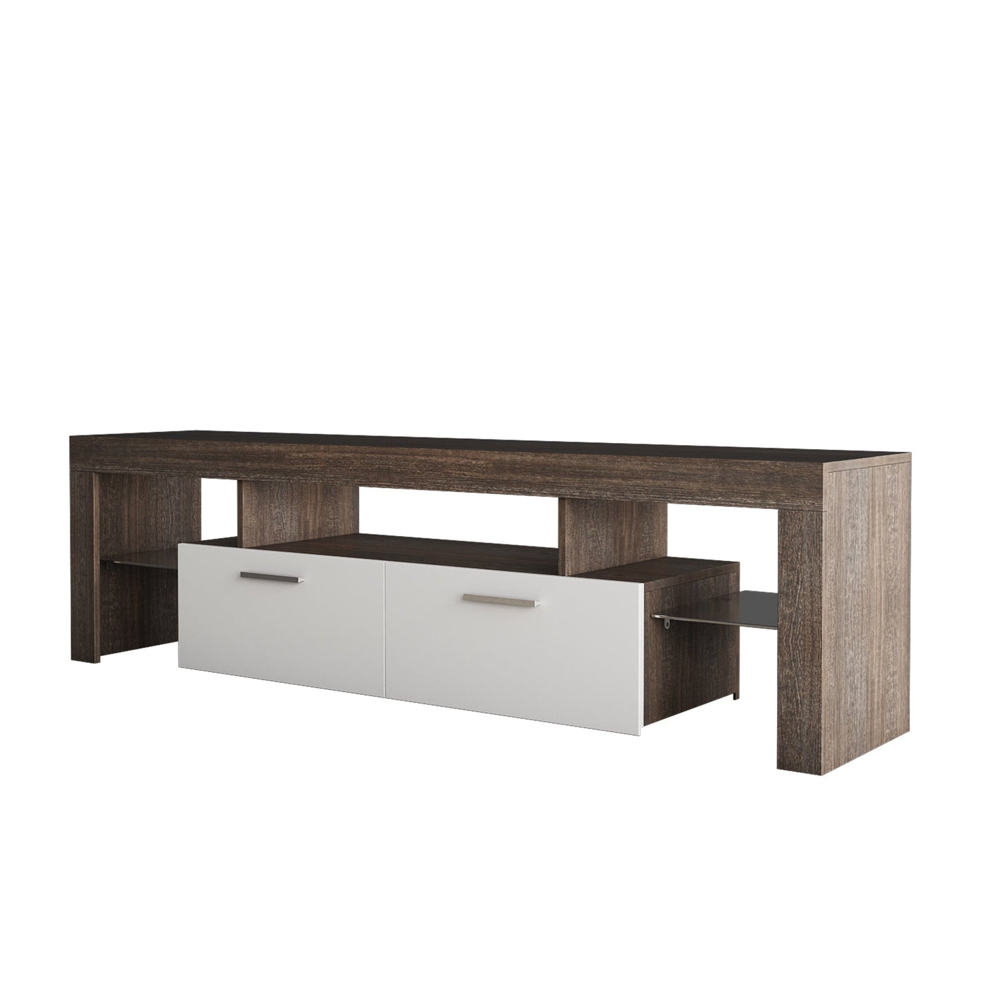 20 minutes quick assembly brown simple modern TV stand with the toughened glass shelf Floor cabinet Floor TV wall cabinet