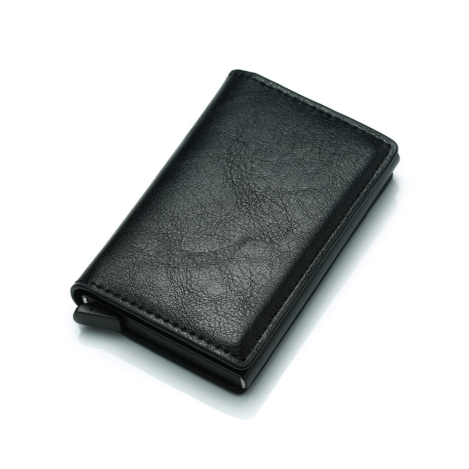 DIENQI Top Quality Wallet Men Money Bag Mini Purse Male Vintage Automatical Aluminium Rfid Card Holder Wallet Small Smart Wallet