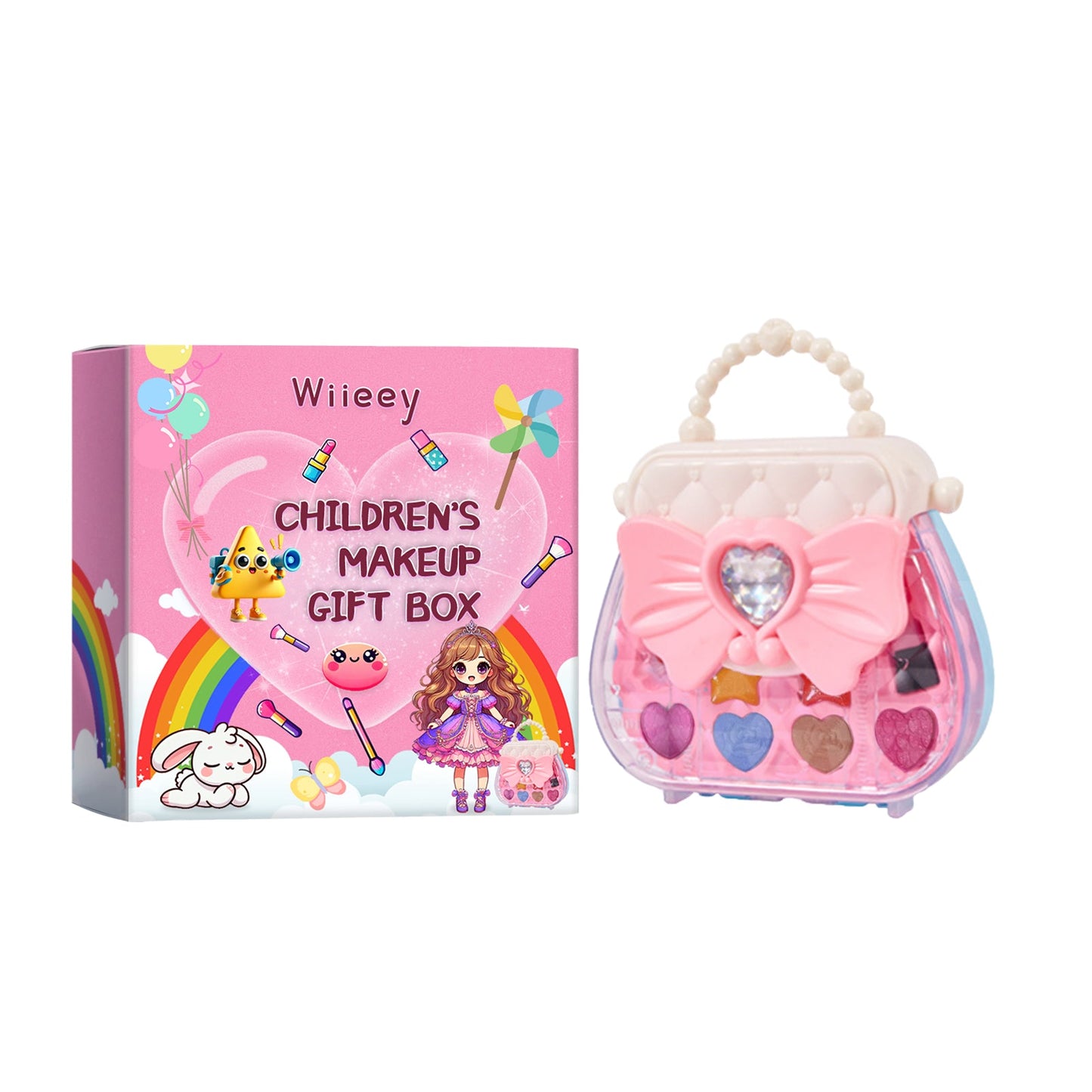 Kids Makeup Gift Box, Kids Play Fun Girl Makeup Lipstick Eyeshadow Makeup Set Gift Box