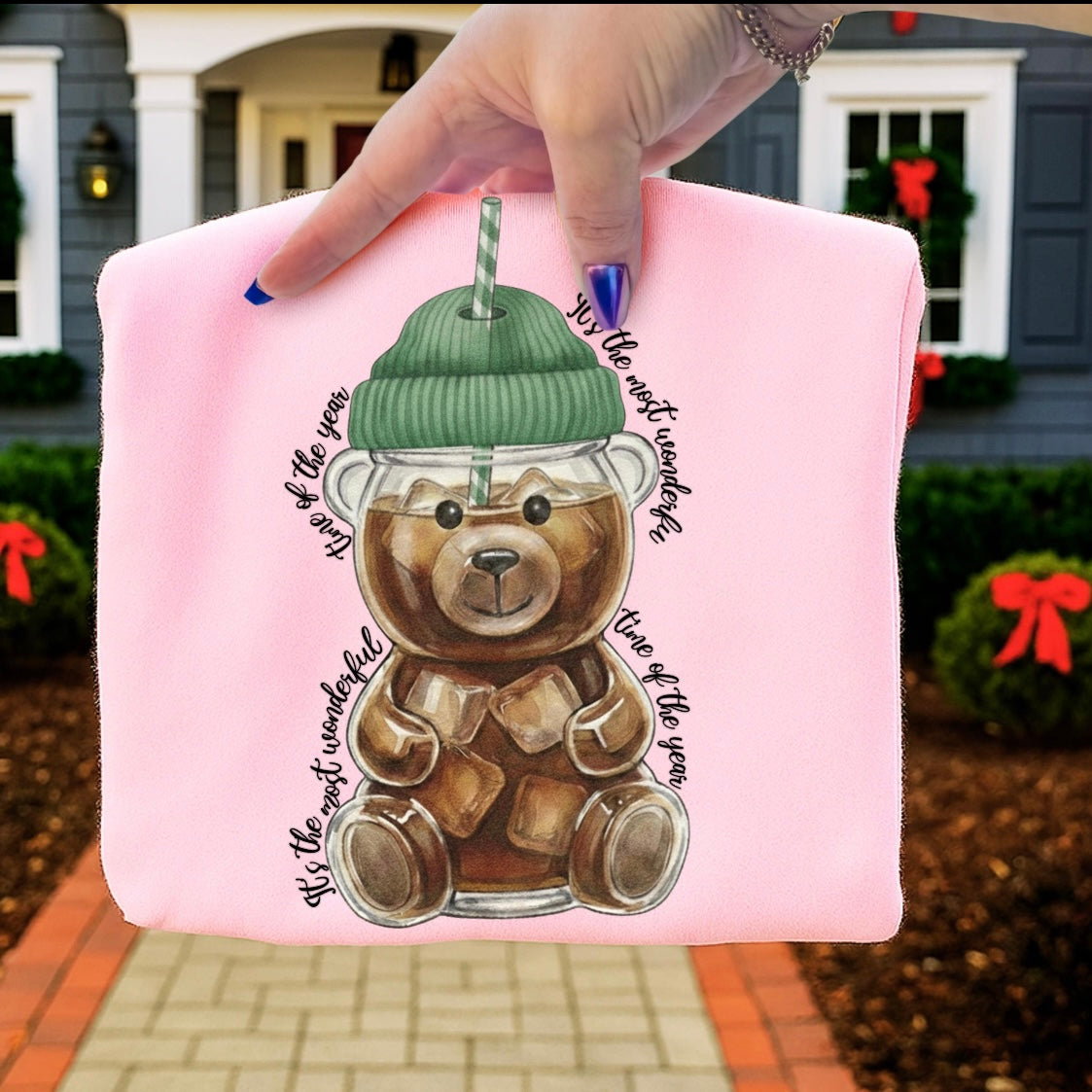 coffee tumbler teddy bear clear film screen print