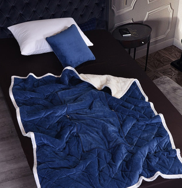 2 in 1 Flannel Cushion Blanket car sofa lumbar throw pillow air conditioning blanket foldable patchwork quilt blanket Bedding