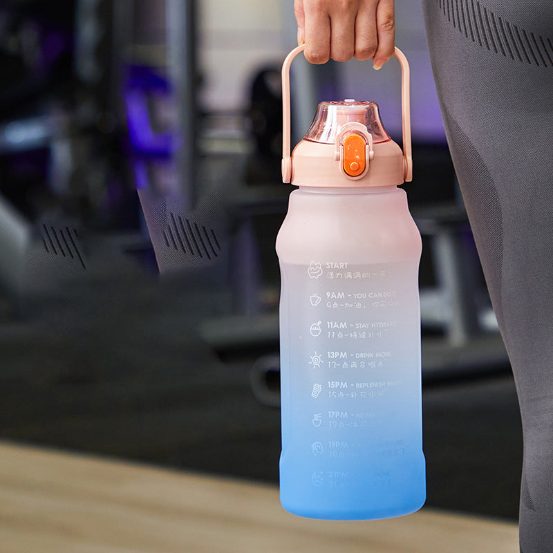 New Frosted Gradient Color Water Bottle Large Capacity Straw Travel Pot Color Sports Water Bottle Outdoor Fitness Cup
