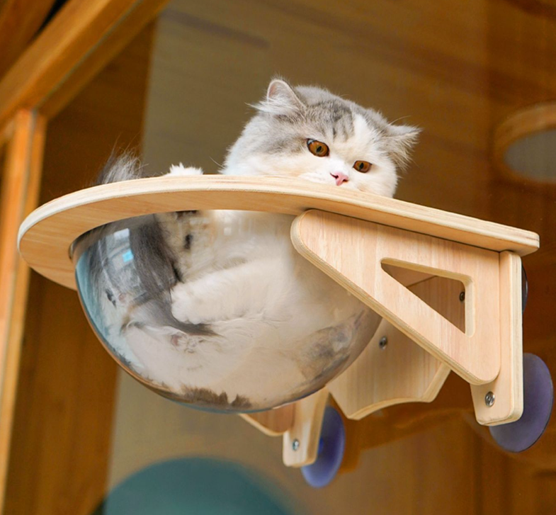 Solid wood spacecraft cat nest cat hammock hanging suction cup climbing frame balcony