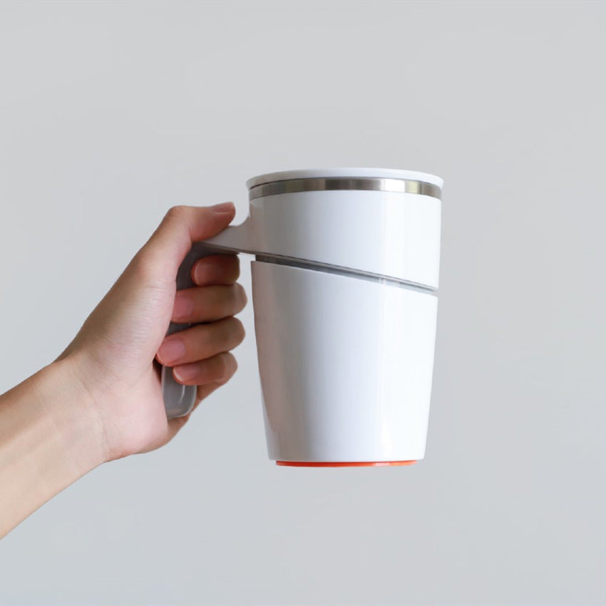Inner Plastic Outer Steel Belt Handle Stainless Steel Thermos Cup Creative Office Anti-Fall Magic Suction Cup Does Not Pour The Cup