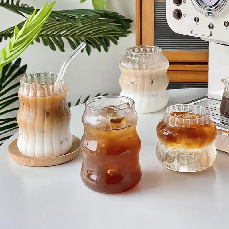 Thickened high borosilicate glass cup household transparent double-layer heat-resistant fruit juice cup