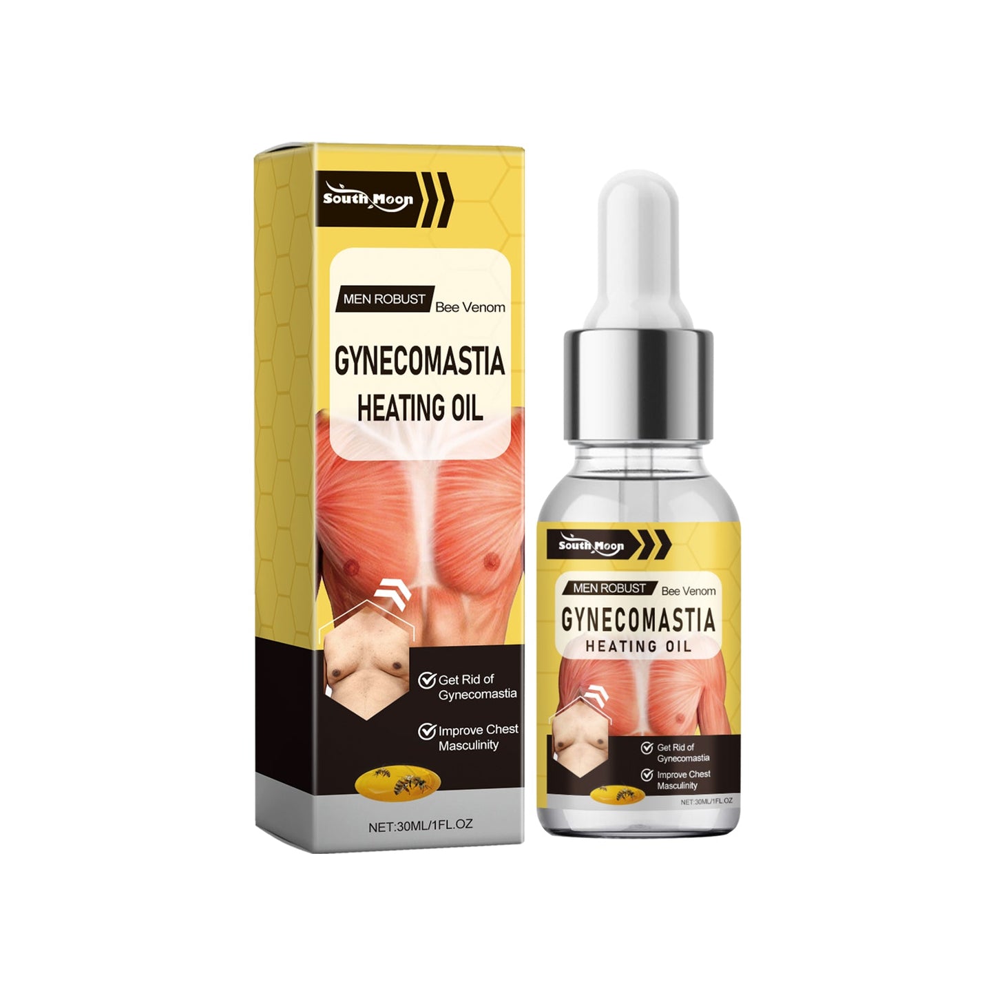 South Month Men's Chest Care Essential Oil, Chest Firming And Lifting Nourishing Skin Elasticity Care Oil