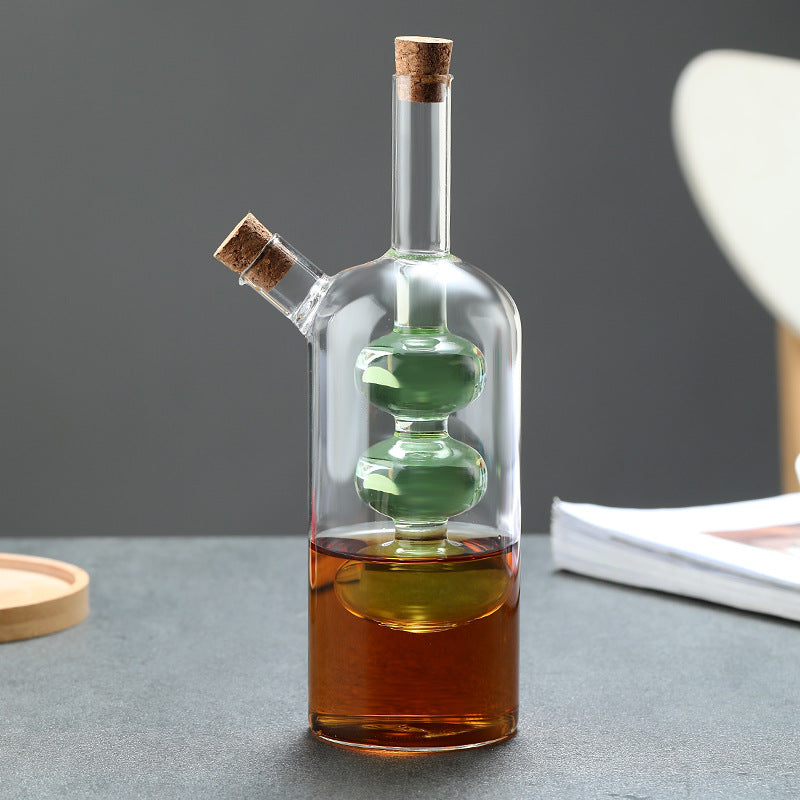 Kitchen Storage Sealed Bottles, Double-layer 2-in-1 Glass Bottles, Oil, Vinegar, Sauce, Seasoning Bottles, Kitchen Tools