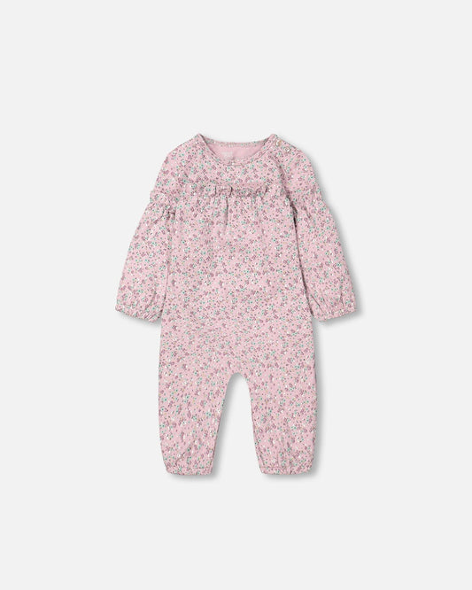 Organic Cotton Jumpsuit Mauve Little Flower Print