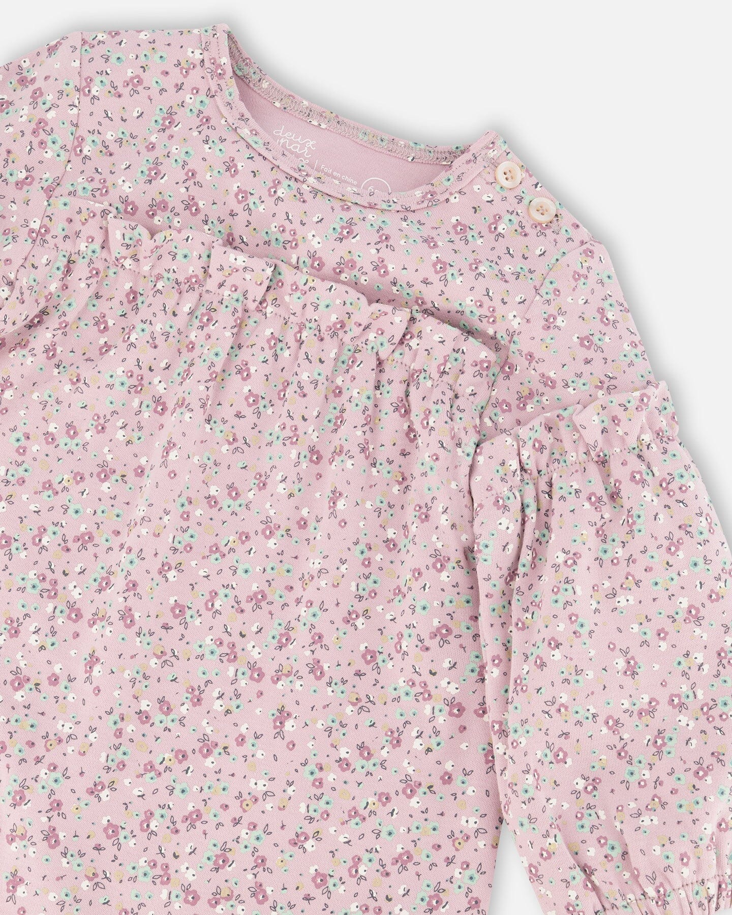 Organic Cotton Jumpsuit Mauve Little Flower Print