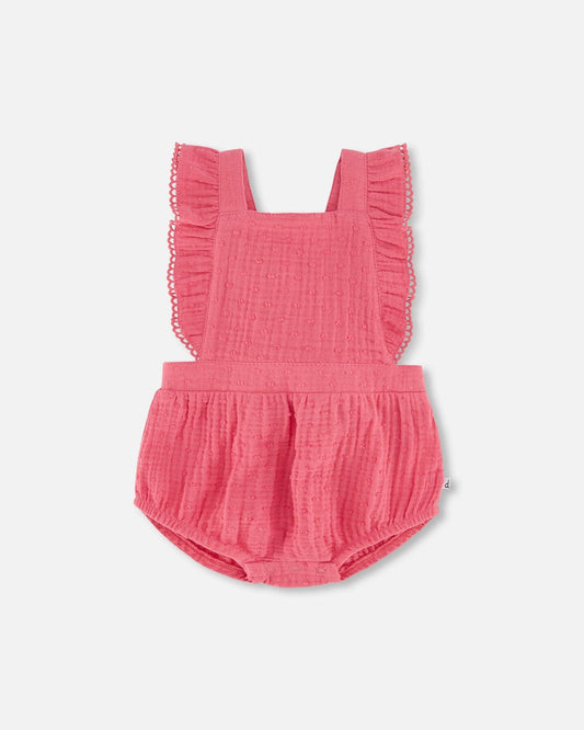 Muslin Ruffle Romper Cherry
