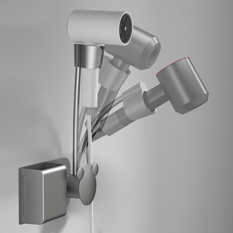 Punch-Free Hair Dryer Rack Wall-Mounted Hand-Held Rotating Lazy Bracket Bathroom