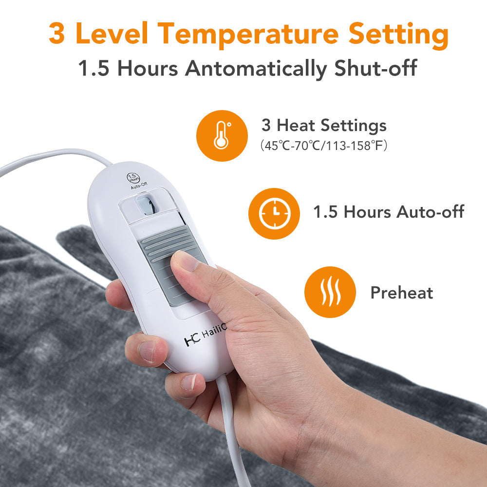 Plug-In Heating Shawl Blanket Flannel 3-Speed Shoulder Neck Back Warm Clothes Electric Blanket