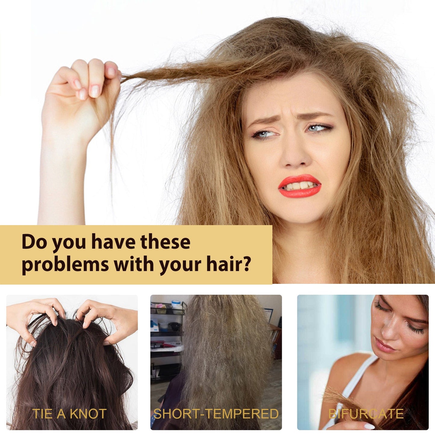 Maca Essence Repair Collagen, Repair Dry Short-Tempered Knot Hair Strong Moisturizing Smooth Hair Film