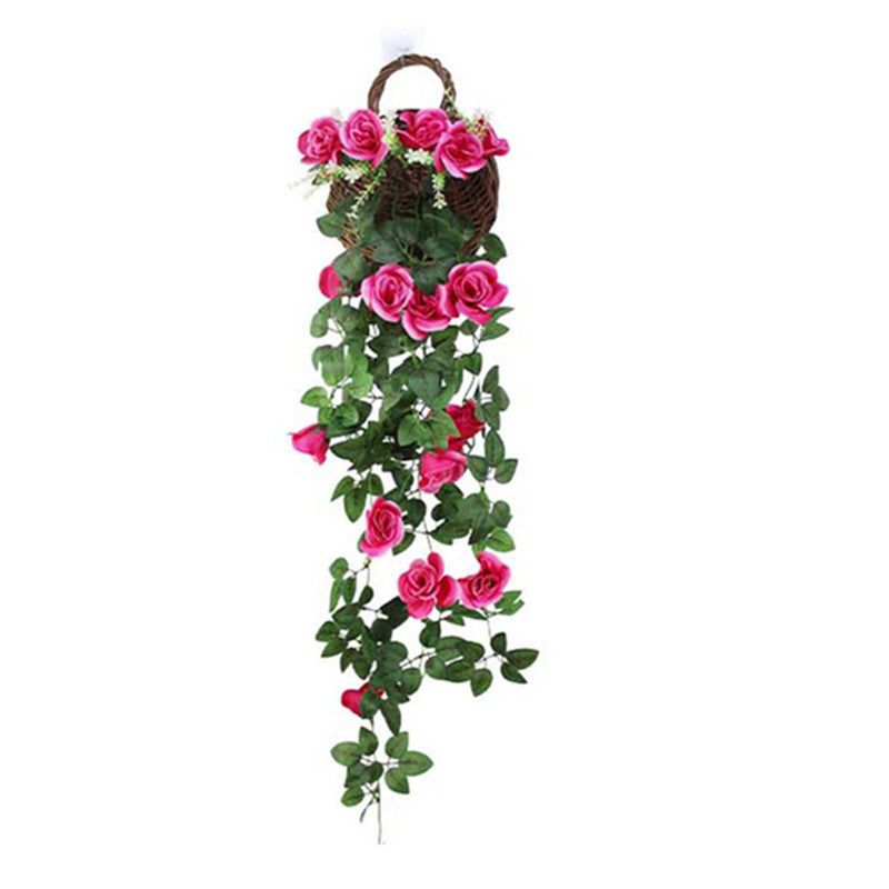 Simulated rose wall hanging chlorophytum comosum false plastic indoor living room air conditioning pipe decoration