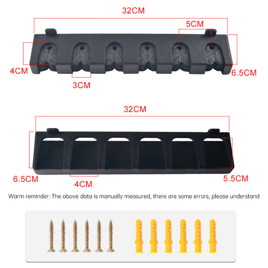 1pc 6-hole fishing rod wall mount, vertical/horizontal display frame