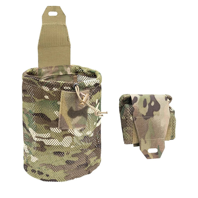 Tactical Dump Pouch Foldable High Capacity Nylon Mesh MOLLE Belt Compatible Lightweight Durable