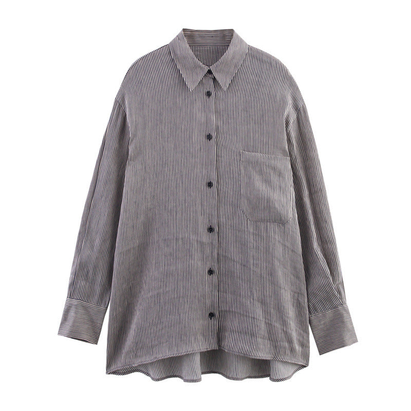 Style Women's Fashion Casual Loose Long Sleeve Striped Shirt