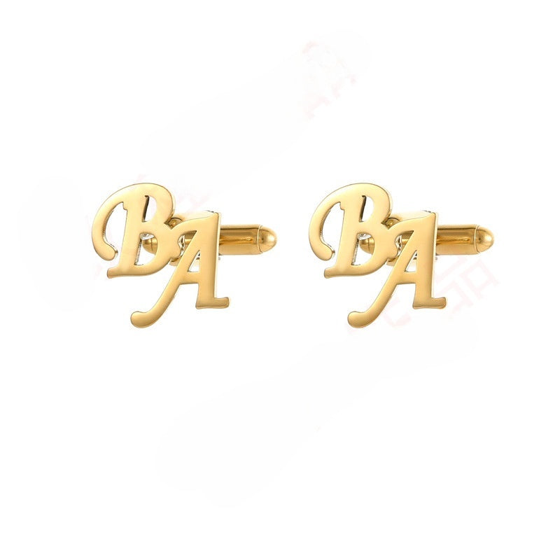 DIY custom French men's cufflinks with English letters cufflinks