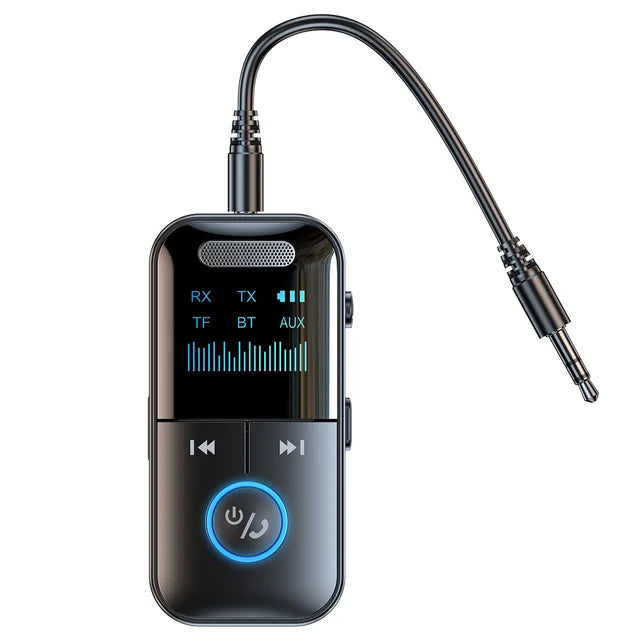 Bluetooth 5.4 Receiver Transmitter 3.5mm AUX Audio Receiver Support TF Card Wireless Audio Adapter With Mic LED Digital Display