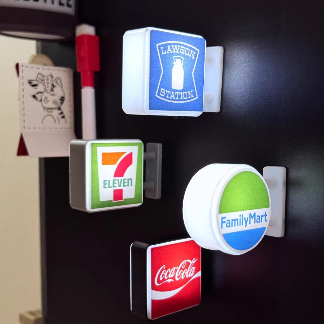 Creative refrigerator stickers convenience store lights illuminated magnetic home decorations