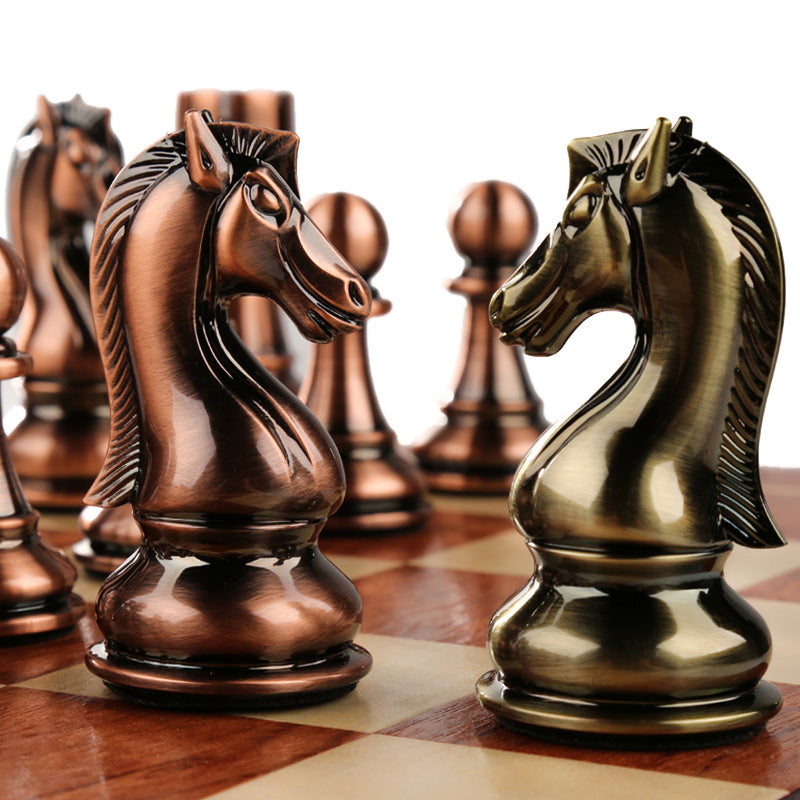 Solid wood folding chessboard oversized chess pieces Western chess