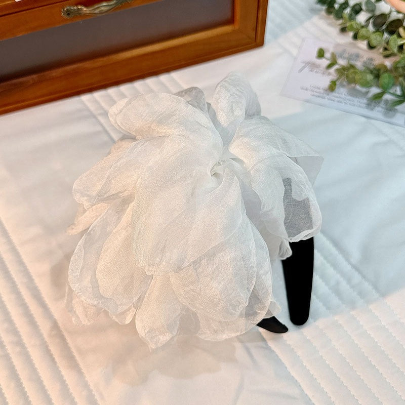 Oversized and exaggerated handmade fabric flower versatile headband