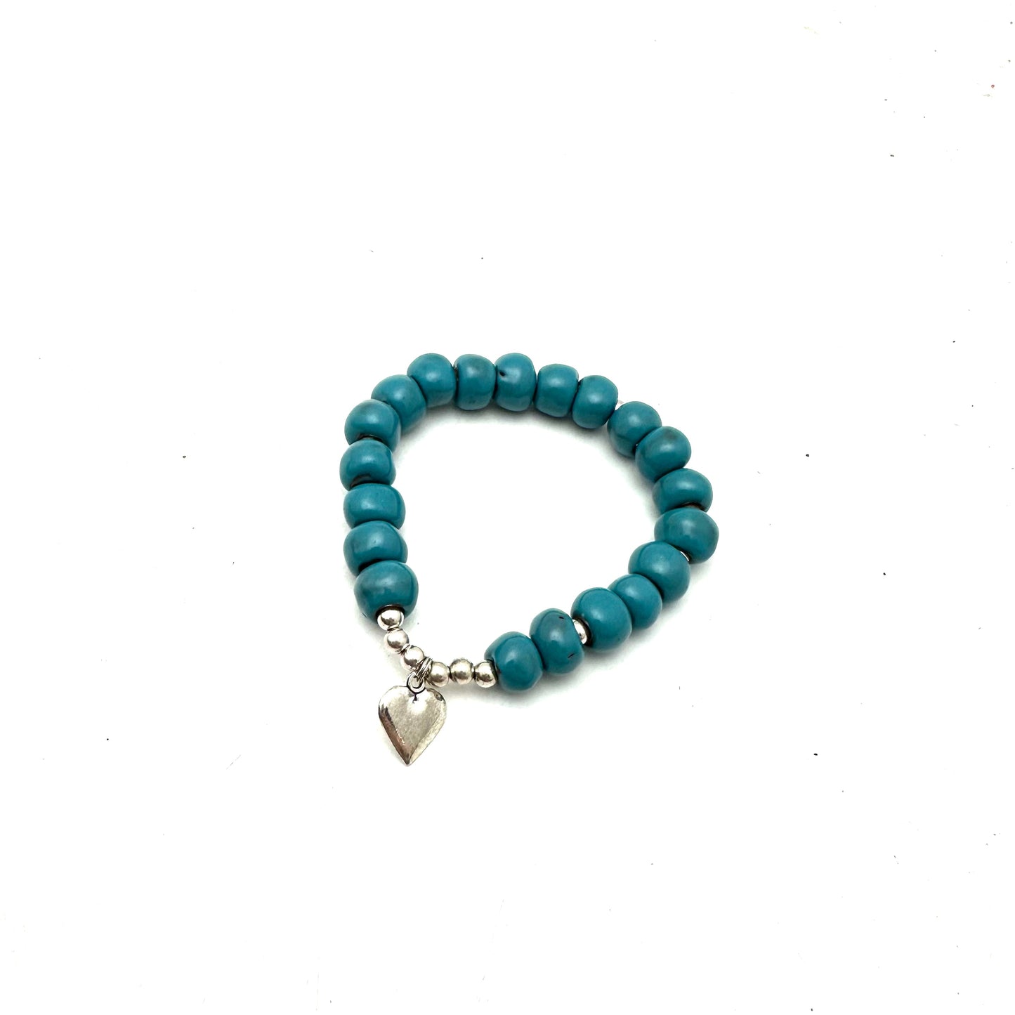 Heart Charm Bracelet- Turquoise