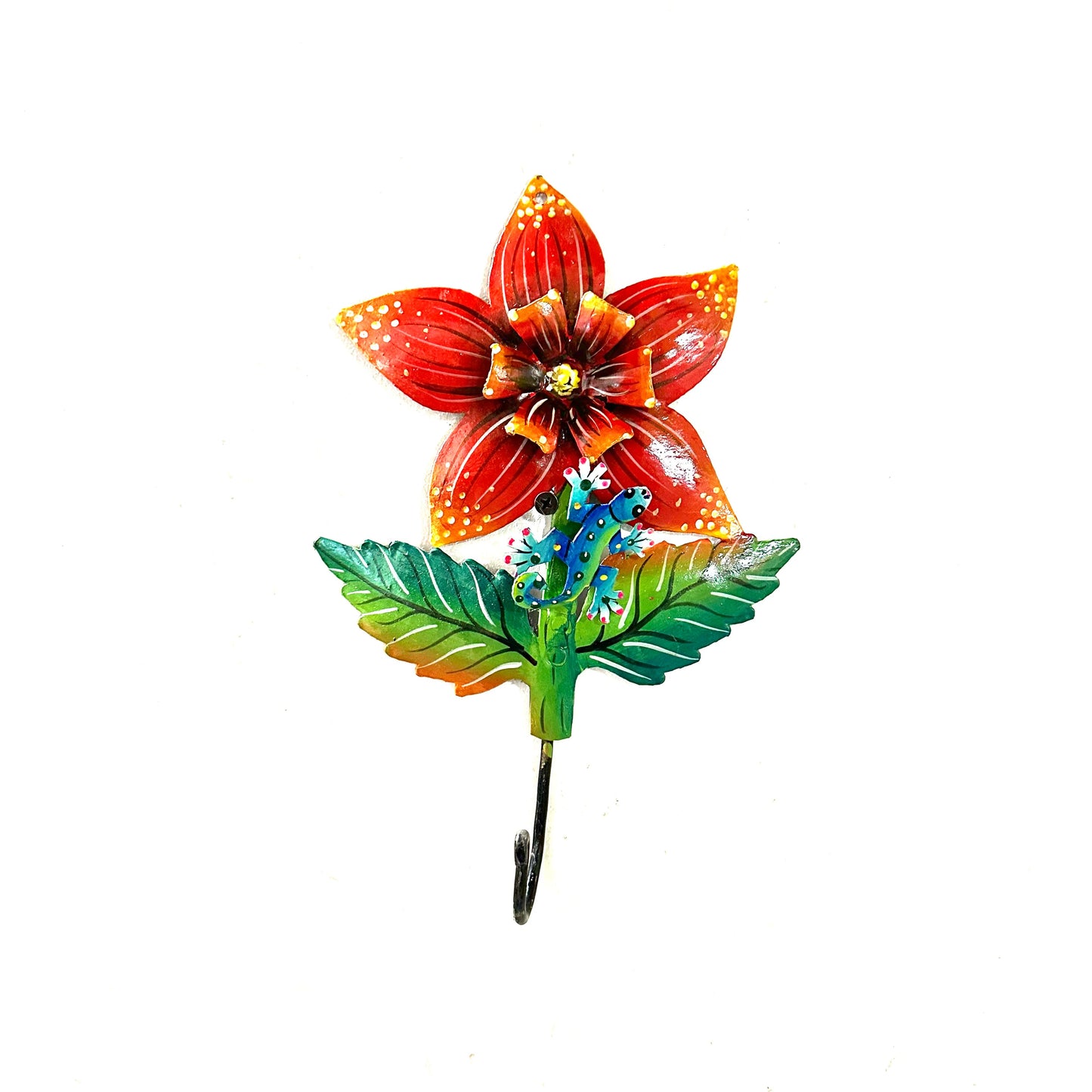Red Flower and Lizard Wall Hook