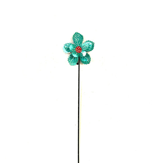 3-D Turquoise And Red Flower Garden Stake 2